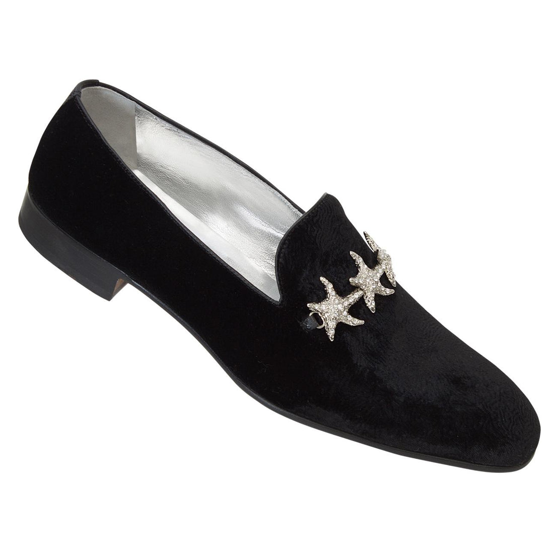 Mauri 4726 Black Moiré Fabric Evening Loafer Shoes 