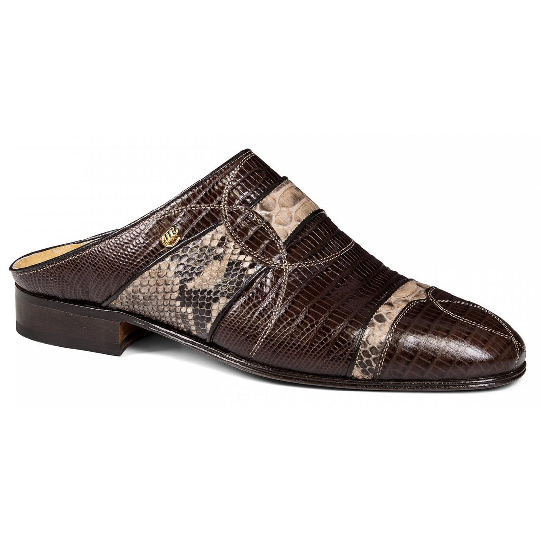 Mauri 4808 Dark Brown Genuine Lizard/Beige-Brown Python Half Shoes