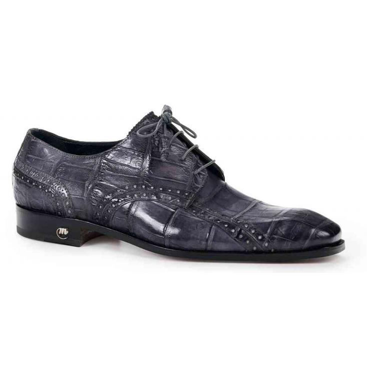 Mauri 4858Burnished Medium Grey Genuine Body Alligator Hand Painted Shoes