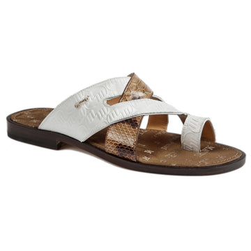 Mauri 5040 White/Beige Genuine Nappa/Bamako Slide-In Open Toe Sandals