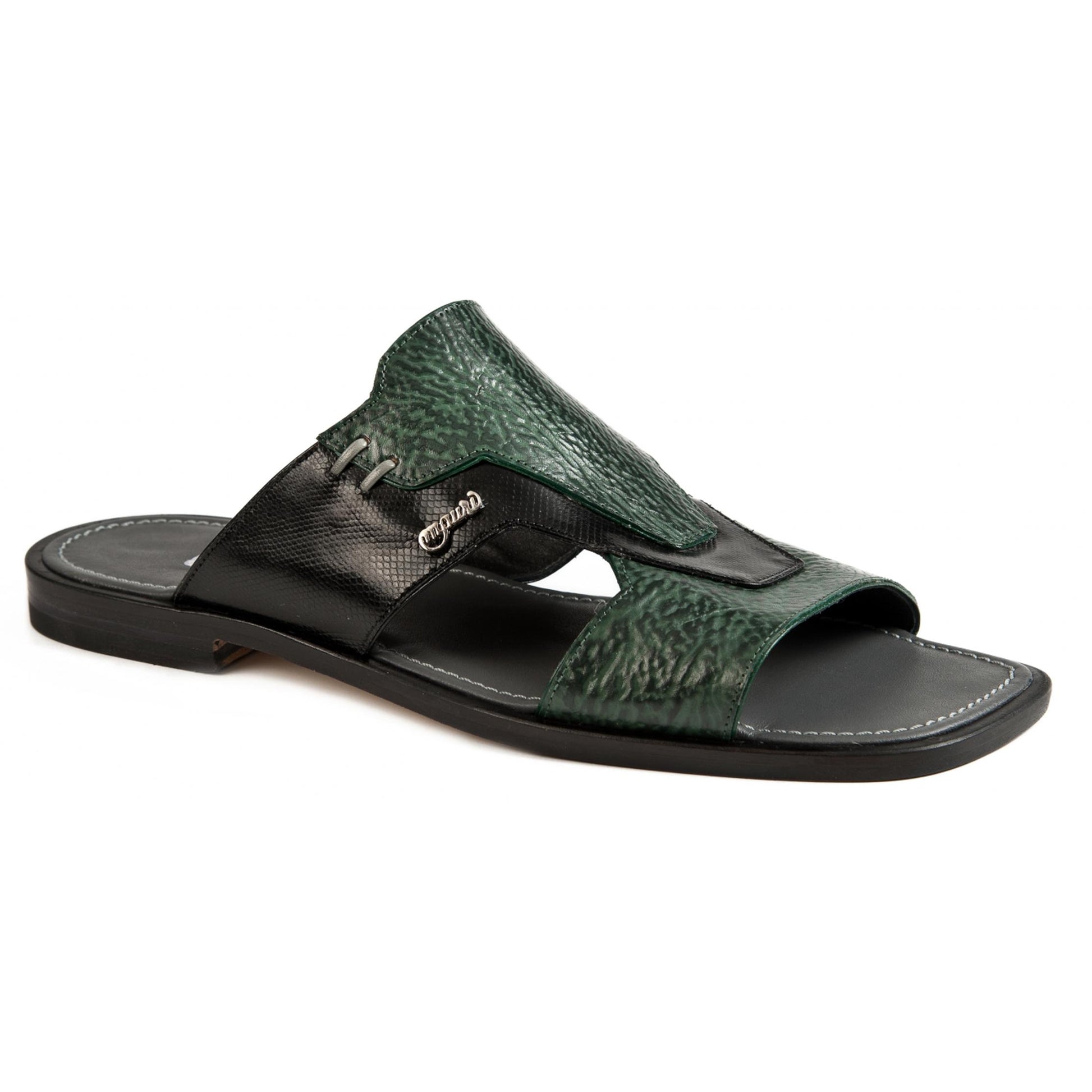 Mauri 5050 Forest Green/Black Genuine Shark/Karung Slide-In Open Toe Sandals