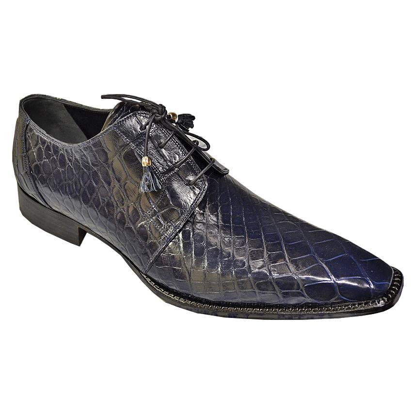 Mauri 53125 Navy Genuine All-Over Alligator Belly Skin Shoes