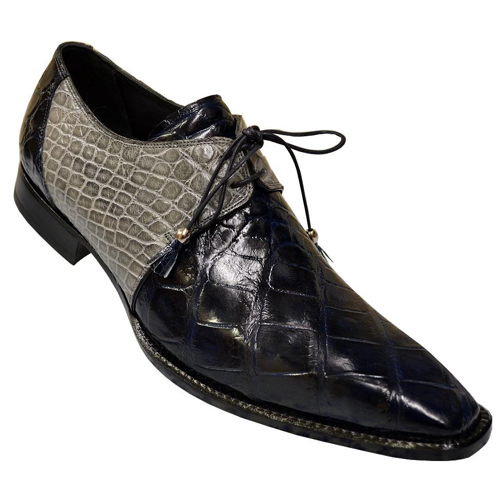 Mauri 53125 Wonder Blue/Platinum Genuine All-Over Alligator Belly Skin Shoes