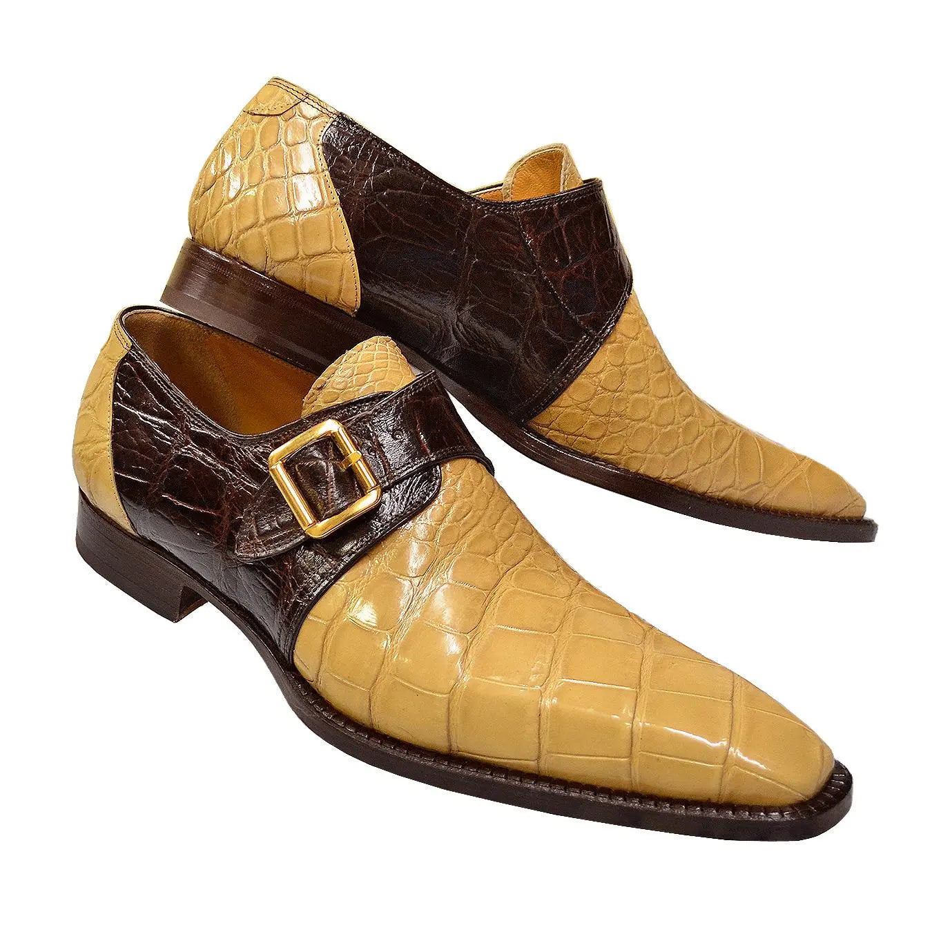 Rust Aligator Mauri 53154 Sport Rust/Bone Genuine All-Over Alligator Monk Strap Shoes ...