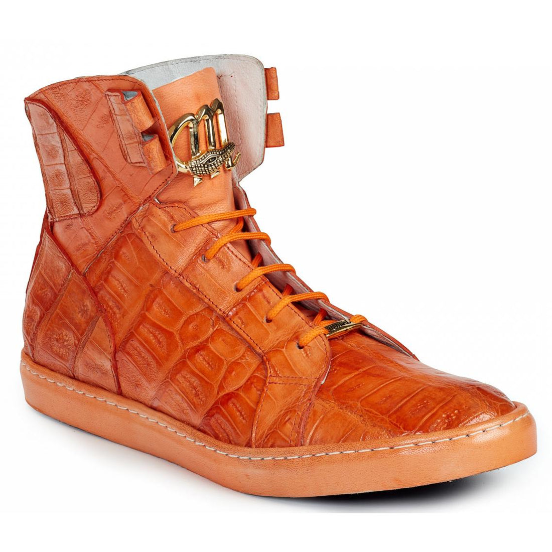 Mauri 6129 Orange Genuine Baby Crocodile/Calf H/ Painted Leather Wrap Sole Boots