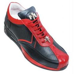 Mauri 709 Black/Red Genuine Crocodile/Nappa Leather Sneakers 