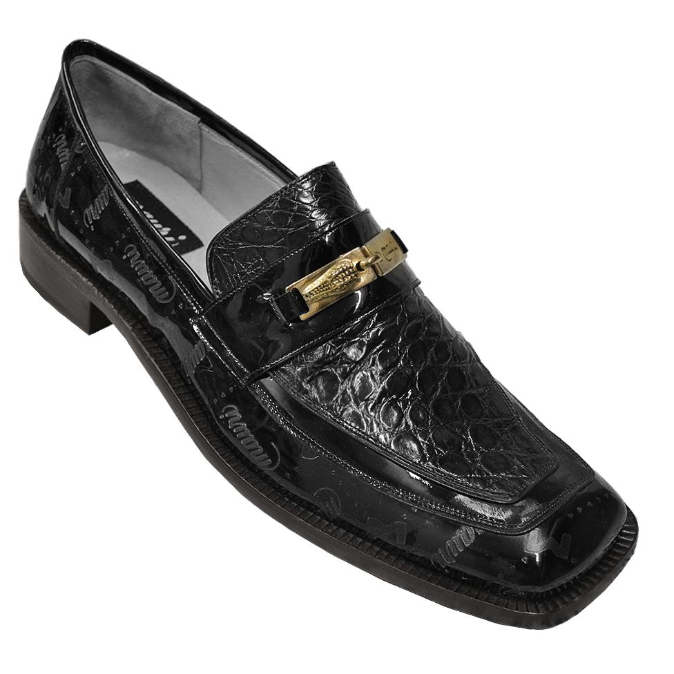 Mauri 7325 Black Genuine Crocodile/Patent Leather Loafer Shoes 