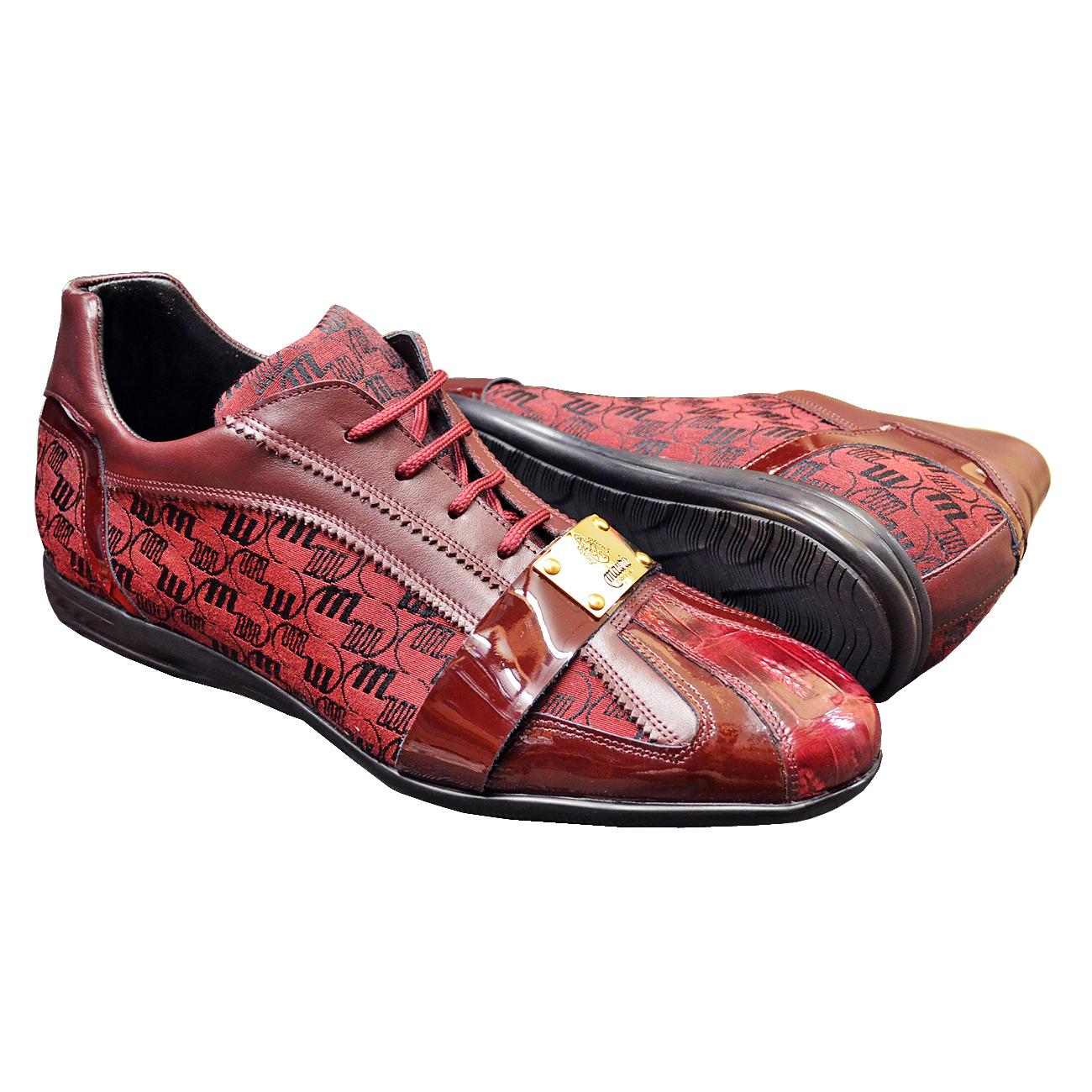 Mauri 8665 Ruby Red Genuine Crocodile/Patent Leather/Mauri Fabric Sneakers Suit Essence