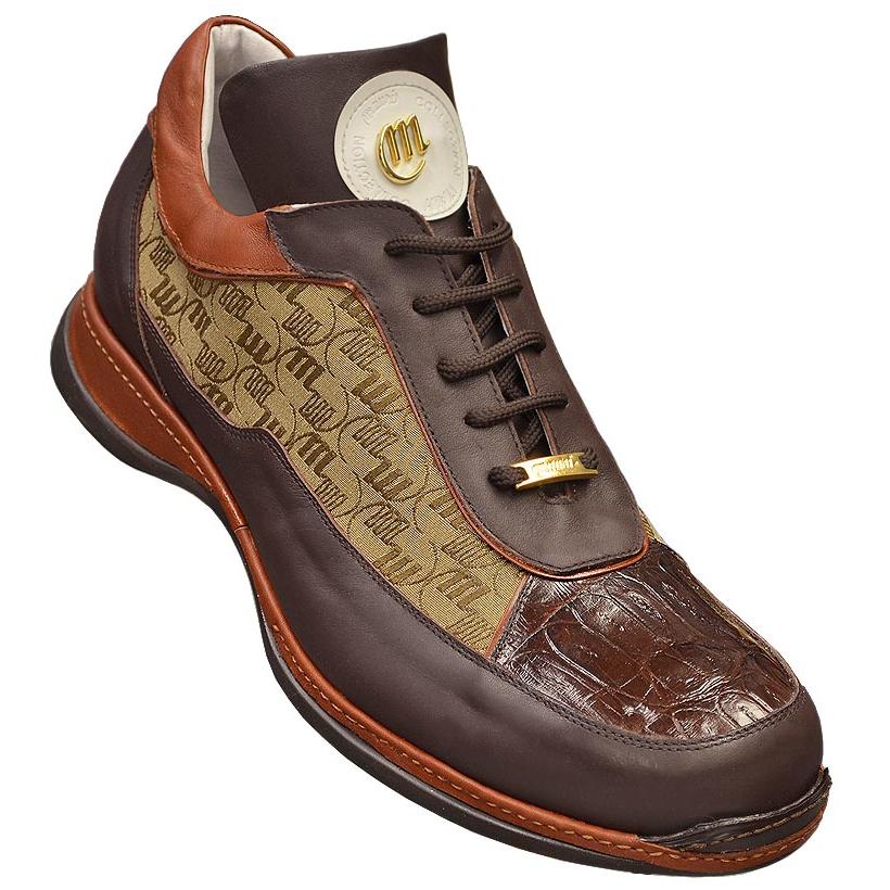 Mauri 8691 Chocolate Brown/Rust/Champagne Genuine Alligator/Mauri Fabric Sneakers