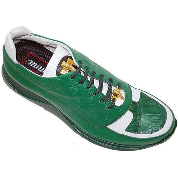 Mauri 8702 Leaf Green/White Genuine Alligator/Mauri Embossed Nappa Leather Sneakers Suit Essence