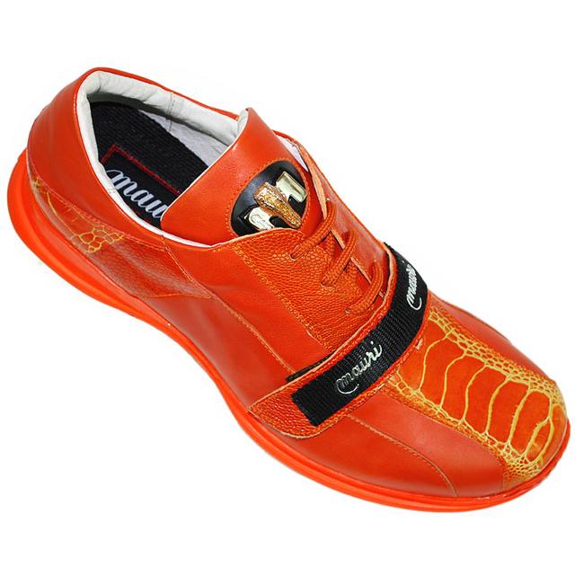 Mauri 8733 Orange Genuine Ostrich Sneakers