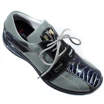 Mauri 8733 Silver/Charcoal Grey Genuine Ostrich Sneakers