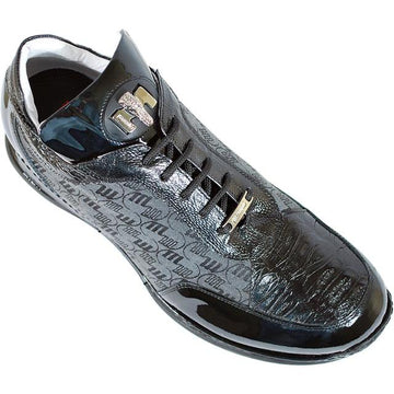 Mauri 8741/7 Black/Grey Genuine Alligator/Patent Leather/Mauri Fabric Sneakers