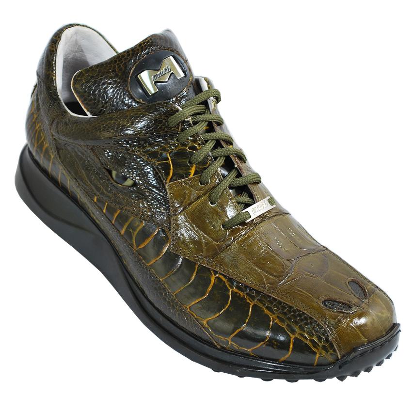 Mauri 8770 Green Genuine Alligator/Ostrich Sneakers 