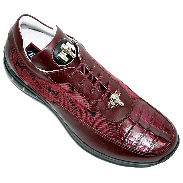 Mauri 8814 Burgundy Genuine Hornback Crocodile Tail/Nappa Leather/Mauri Fabric Sneakers