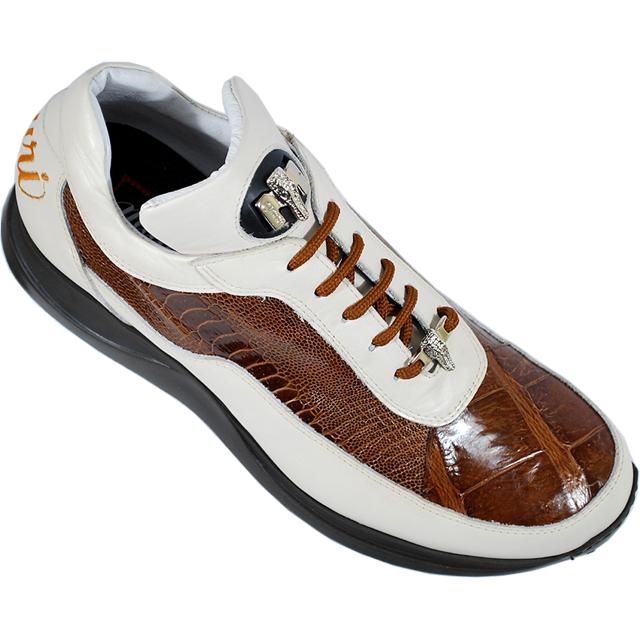 Mauri 8814 Caramel/Cream Genuine Alligator/Ostrich Nappa Leather Sneakers