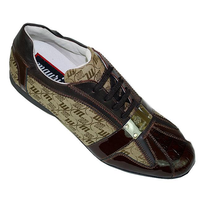 Mauri 8840 Dark Brown/Tan Alligator/Patent Leather Sneakers 