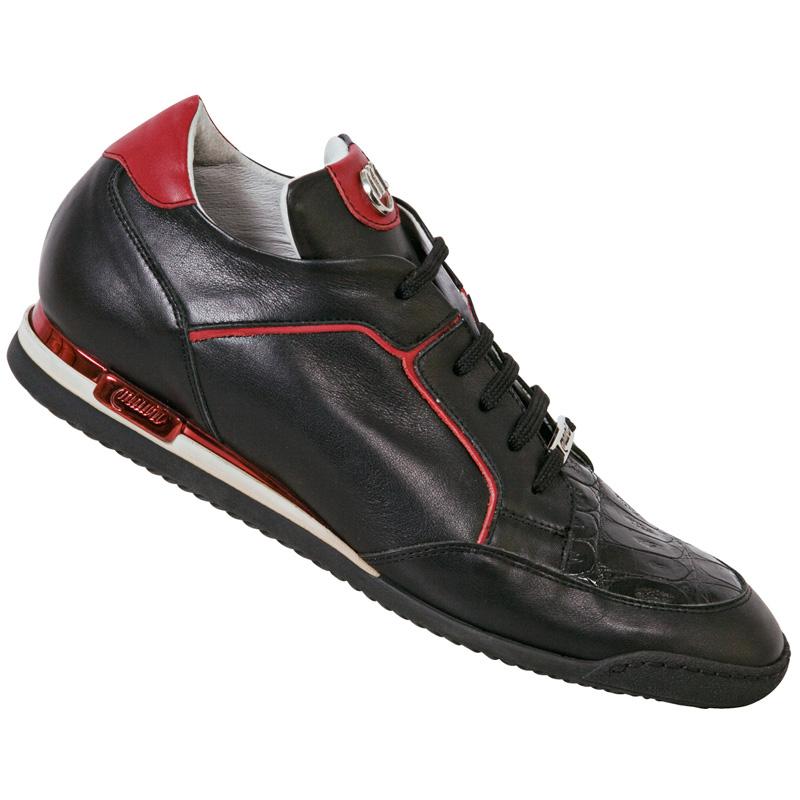 Mauri 8863 Black/Red Genuine Baby Crocodile/Nappa Leather Sneakers