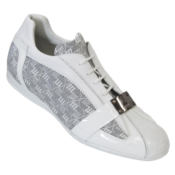 Mauri 8865 White Genuine Patent Leather/Baby Crocodile/Nappa/Fabric Double M Acre Raindrops Sneakers