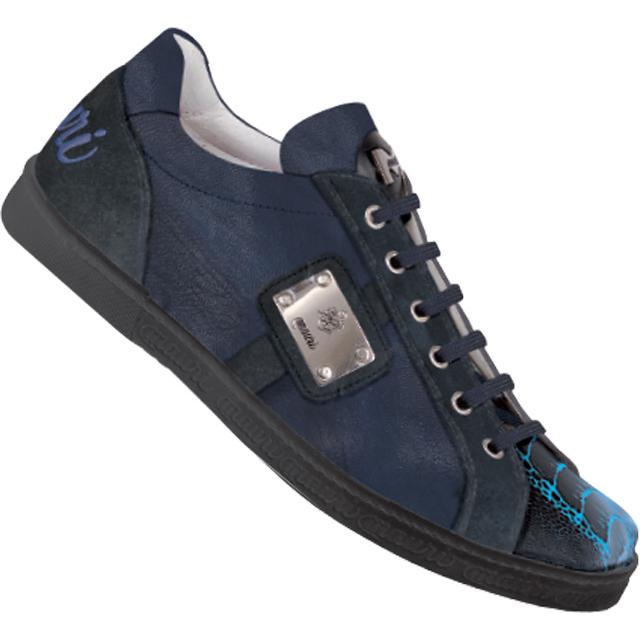 Mauri 8870 Navy Blue/Sky Blue Genuine Ostrich Sneakers