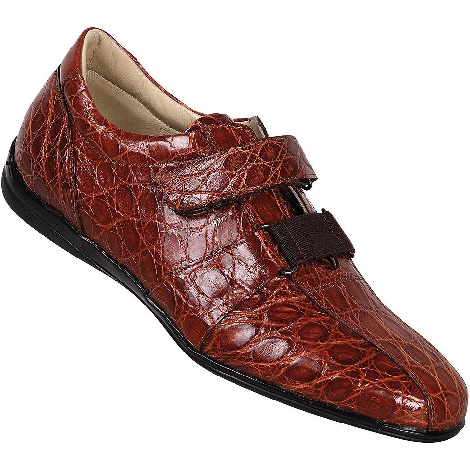 Mauri 8881 Cognac/Gold Genuine All-Over Crocodile Sneakers