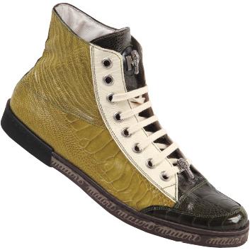 Mauri 8888 Cream/Apple/Money Green Genuine All-Over Ostrich Leg Sneakers