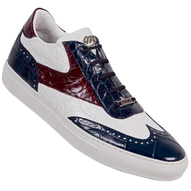 Mauri 8896 White/Ruby Red/Wonder Blue Genuine All-Over Alligator Casual Sneakers