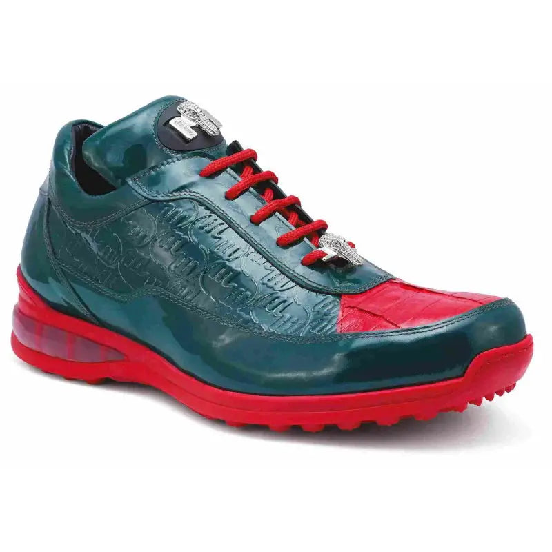 Mauri 8900/2 Green/Red Genuine Baby Crocodile/Patent Embossed Sneakers