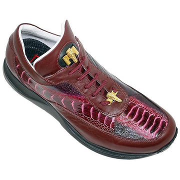 Mauri 8900 Ruby Red Bicolore Ostrich Leg/Nappa Leather Casual Sneakers