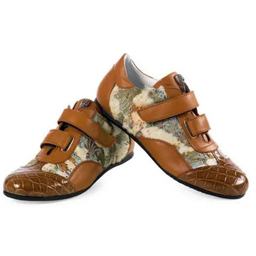 Mauri 8902 Mustard/Brown Genuine Alligator/Multicolor Pony Hair/Mustard Brown Nappa Leather Sneakers