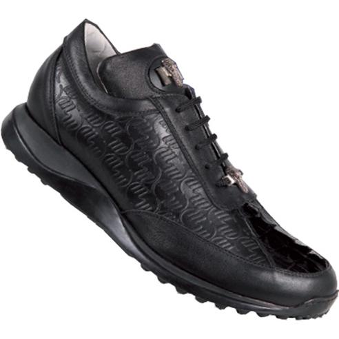 Mauri 8936 Black Genuine Hornback Crocodile Tail Sneakers