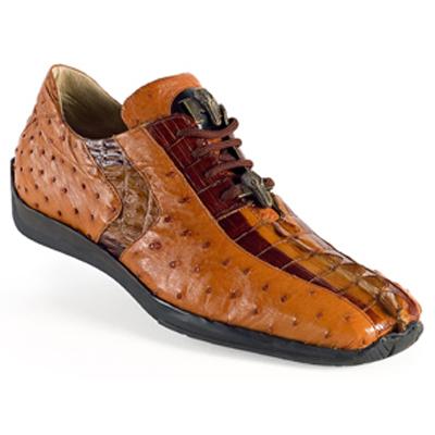 Mauri 8988 Gold/Cognac Genuine Hornback Crocodile Tail/Ostrich Sneakers