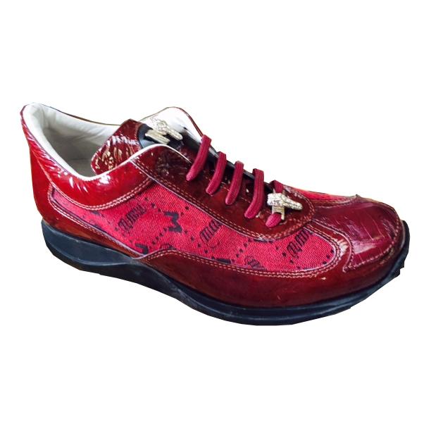 Mauri 8994 Burgundy Genuine Baby Crocodile/Patent Leather/Mauri Fabric Sneakers