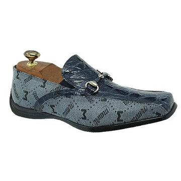 Mauri 9190 Wonder Blue Genuine Crocodile/Mauri Fabric Loafer Shoes