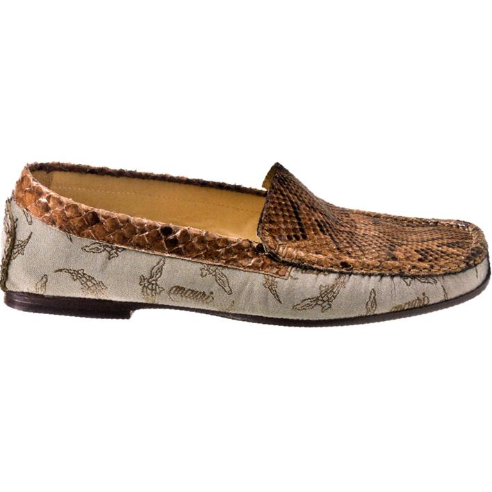 Mauri A Coffe in Dubai 9122 Camel/Bone Genuine Python/Mauri Fabric Loafer Shoes