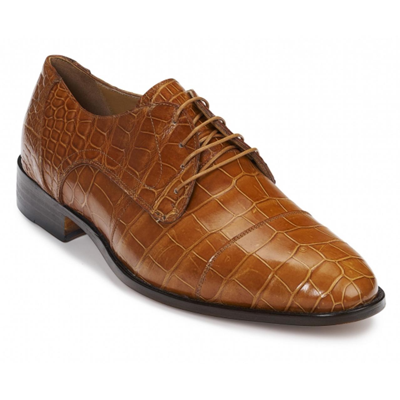 Mauri Adige 4896 Cognac Genuine Baby Alligator Lace-Up Shoes