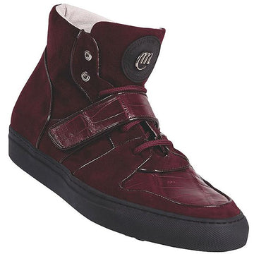 Mauri Airplay 8877 Ruby Red Genuine Crocodile/Suede Sneakers