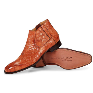 Mauri Alberti 4780 Cognac Genuine Body Alligator H/-Painted Boots