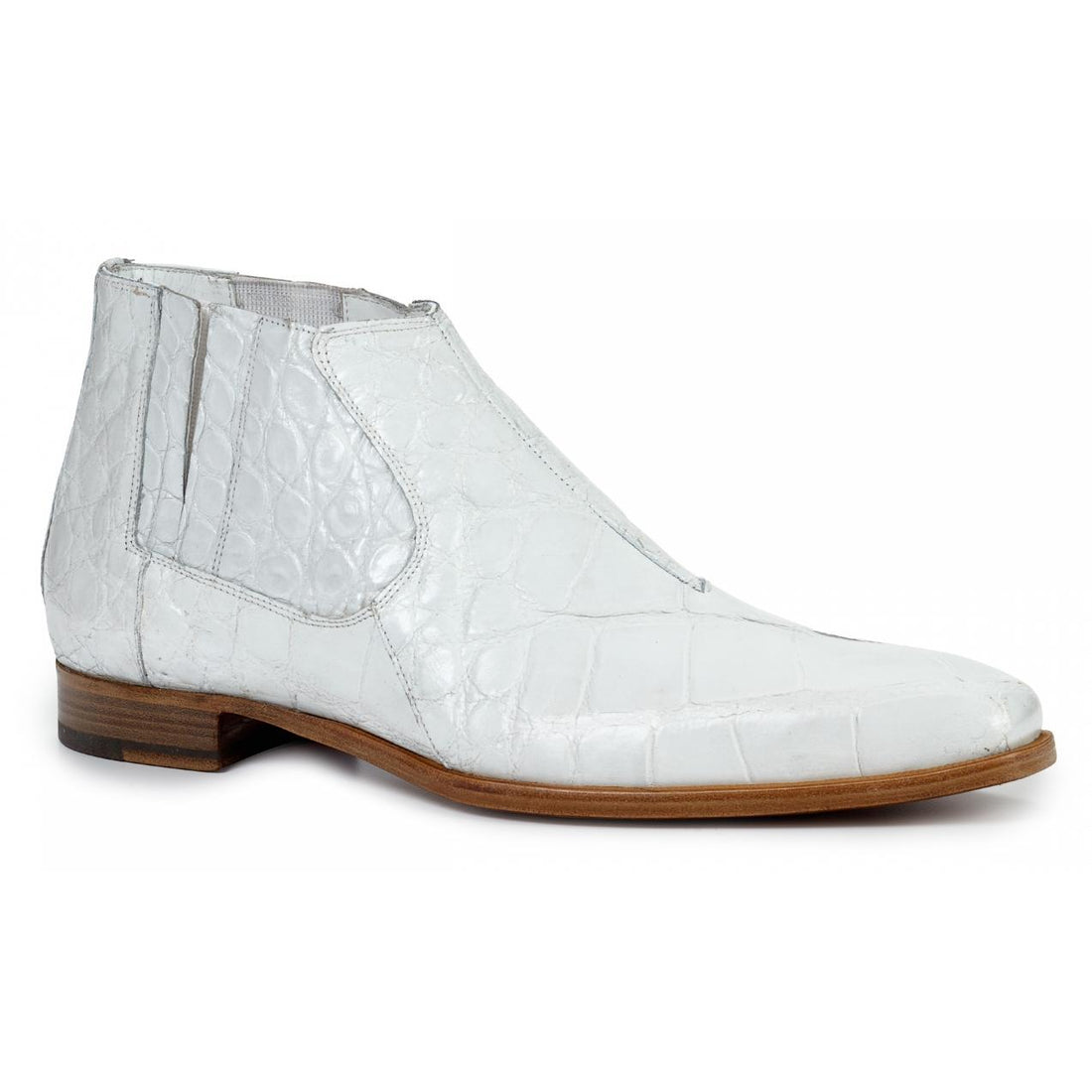 Mauri Alberti 4780 White Genuine Alligator Ankle Boots