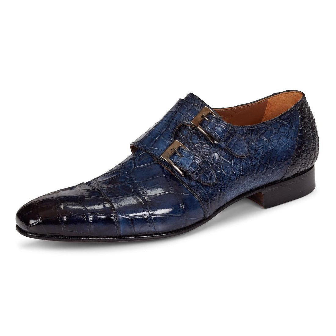 Mauri Alfieri 1152/2 Wonder Blue All-Over Genuine Body Alligator H/-Painted Loafer Shoes 