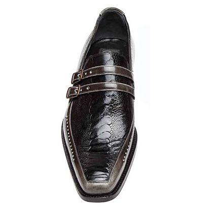 Mauri Alpina 4361 Black Genuine Ostrich Leg Dover Leather Loafer Shoes