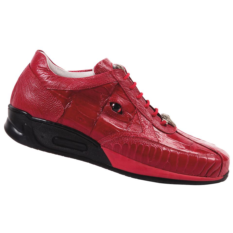 Mauri Arena M725 Red Genuine Baby Crocodile/Ostrich Leg Sneakers