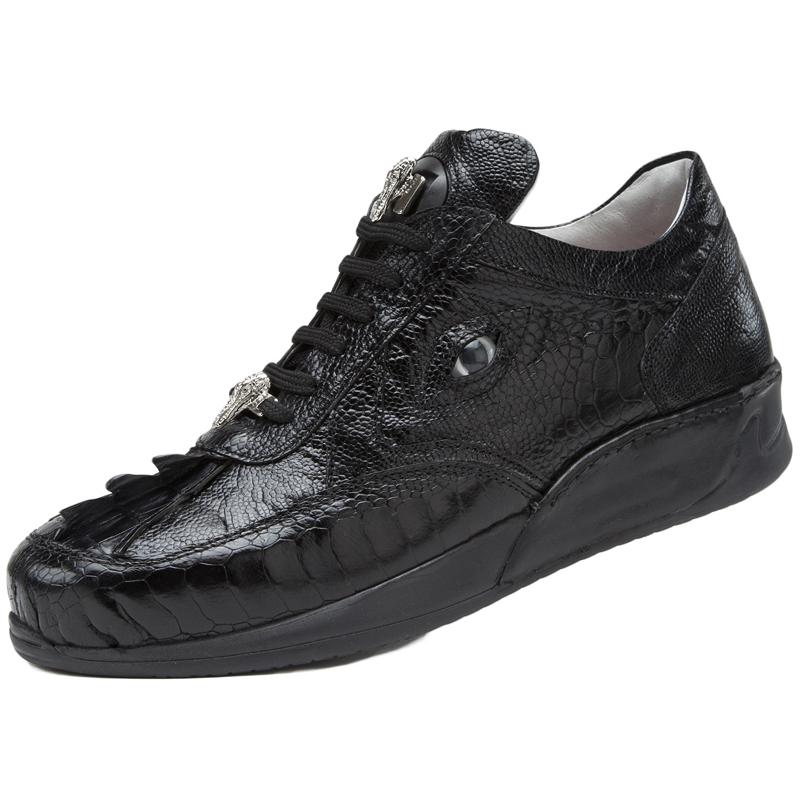 Mauri Arena M759 Black Genuine Hornback Crocodile Tail/Ostrich Leg Sneakers