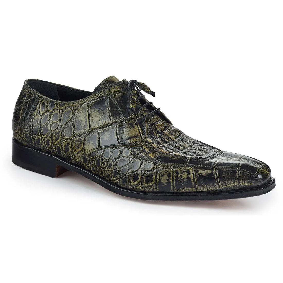 Mauri Bamboo 1022 Bicolore Olive/Black Genuine Alligator/Hornback Hand-Painted Shoes