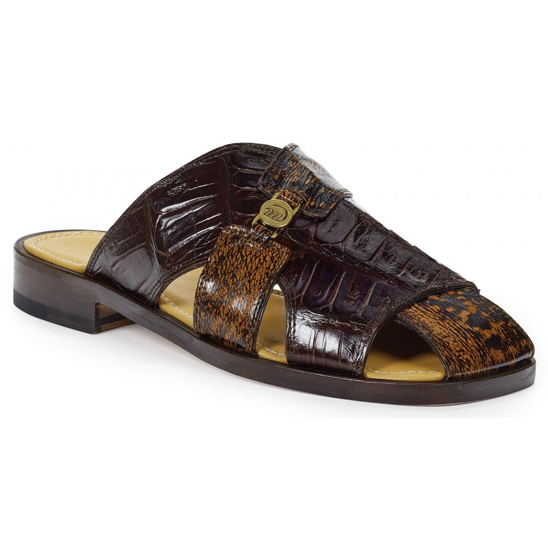 Mauri Barabino 1615 Sport Rust Genuine Baby Crocodile/Brown-Gold Shark Sandals