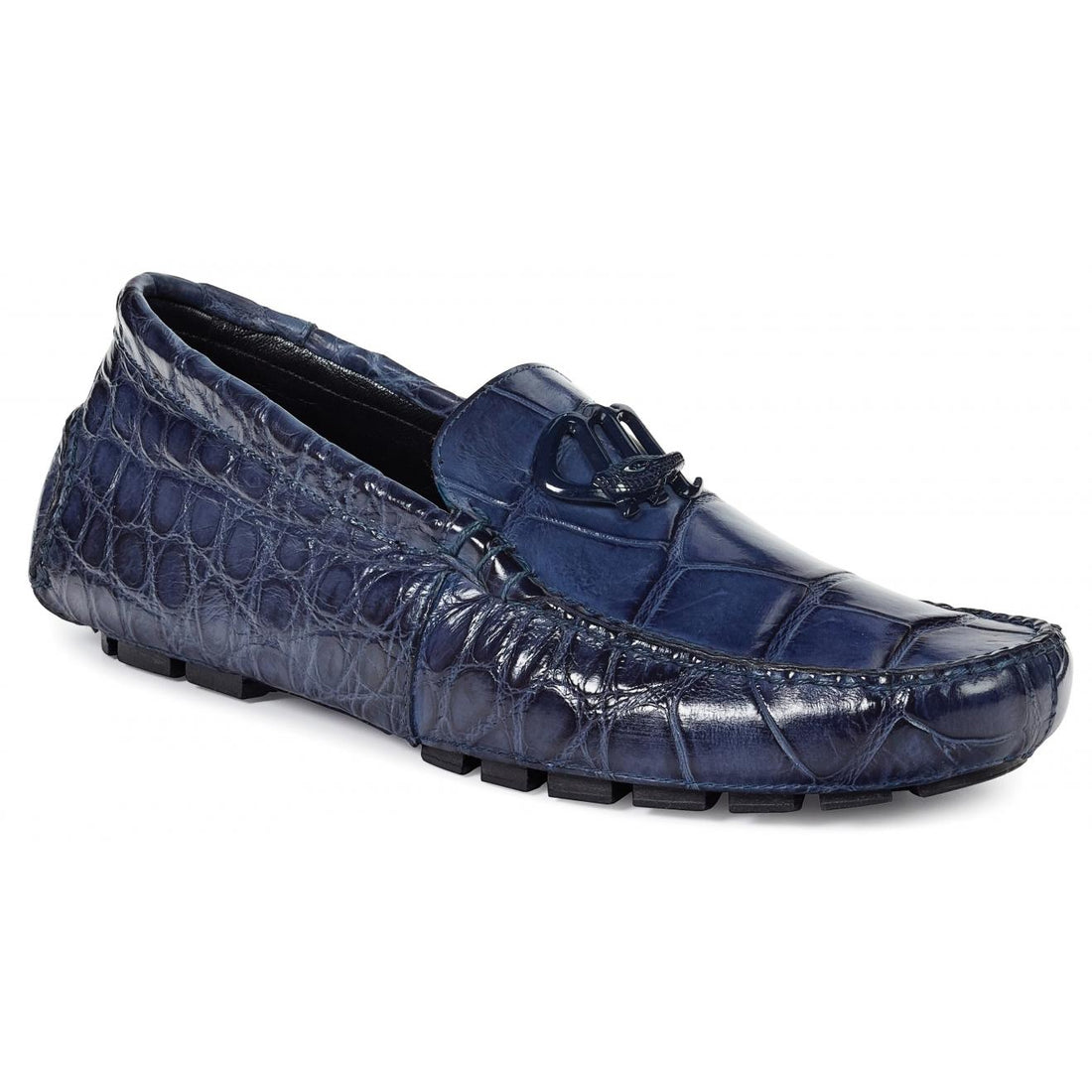 Mauri Bartolini 3420 Wonder Blue Genuine Body Alligator Hand Painted Loafer Shoes