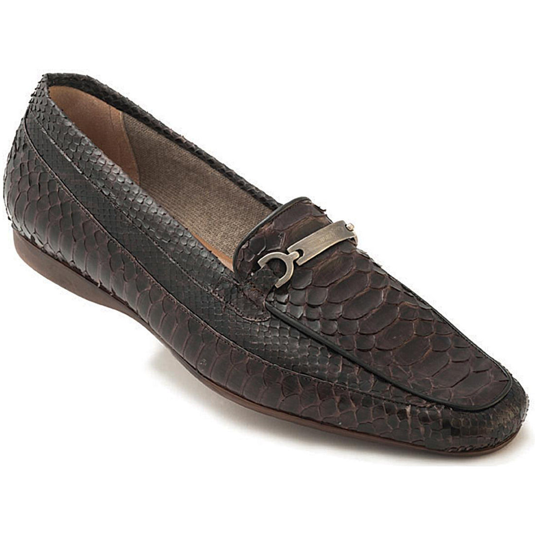 Mauri Blanc 9233 Brown Genuine Python Loafer Shoes 