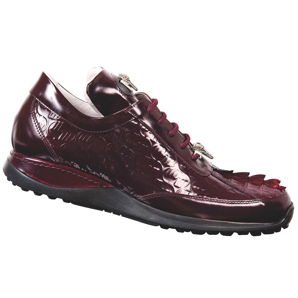 Mauri Blunt 8658 Ruby Red Genuine Hornback Crocodile/Brushed Off Calf Leather Sneakers