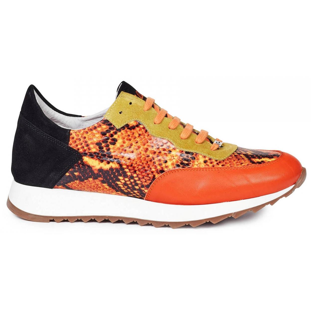 Mauri Boccioni M728 Orange Genuine Calf/Python Print/Suede Sneakers