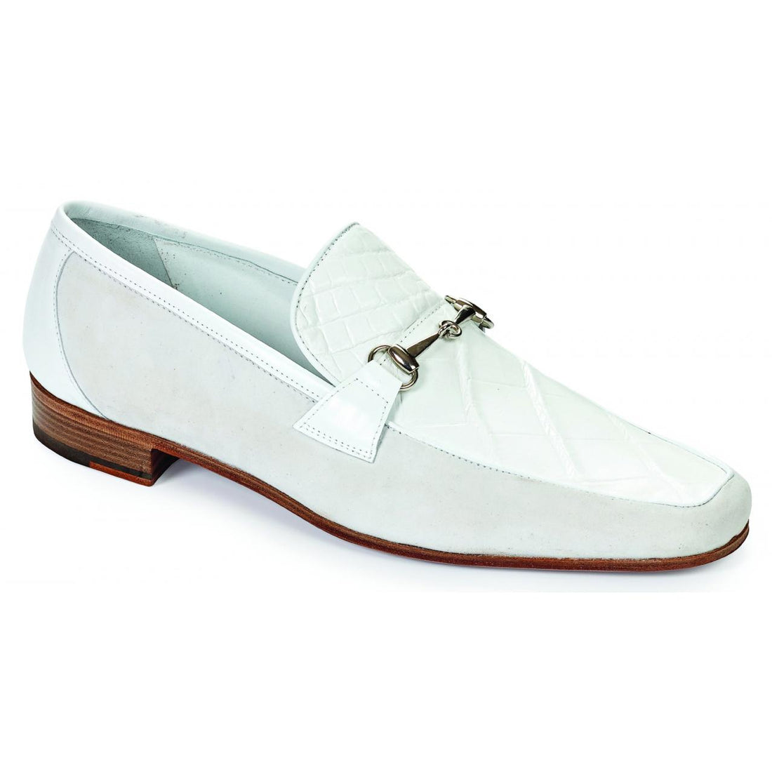 Mauri Borromini 4863 White Genuine Body Alligator/Calf/Suede Loafer Shoes 